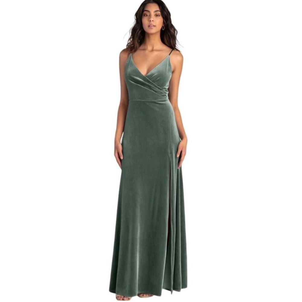 Jenny Yoo Velvet Jolie Bridesmaid Dress in Sage
